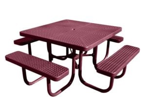 4' Square Free Standing Picnic Table | Perforated Steel