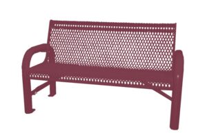 4' Free Standing Grand Contour Park Bench with Backrest | Expanded Metal