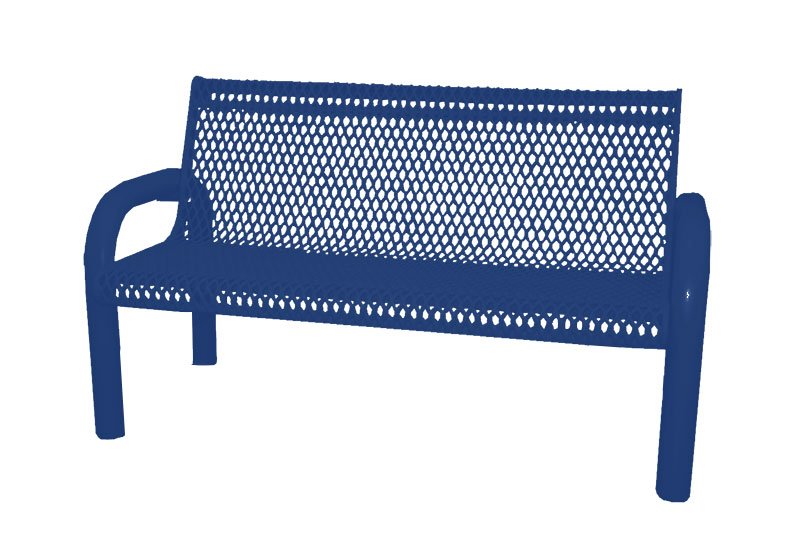 4' In Ground Grand Contour Park Bench with Backrest | Expanded Metal