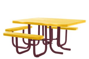 4' Square ADA Free Standing Picnic Table | Expanded Metal