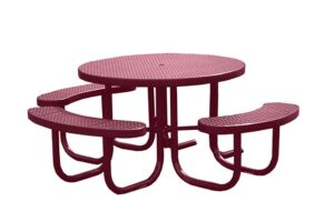 4' Round Free Standing Picnic Table with 3 Seats | Perforated Steel