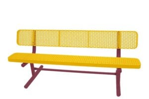 6' Free Standing Champion Park Bench with Backrest | Expanded Metal