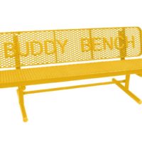 8' Buddy Bench | Free Standing | Perforated Metal Design | 15" Seat Depth