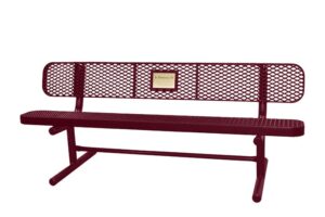 6' Free Standing Champion Memorial Park Bench with Backrest | Expanded Metal