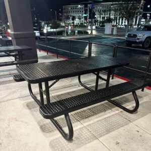 free standing commercial grade 6' picnic table has no-tip design