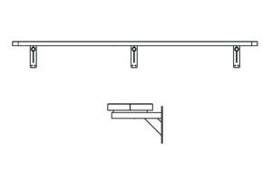 drawing of the 10' wall mount bench