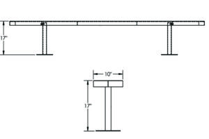 Drawing of 10 ft surface mount bench