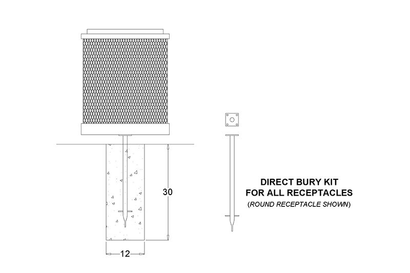 InGround Receptacle Post Plastisol Coated Metal Pipe