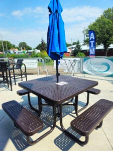 perforated steel surface with memorial plaque