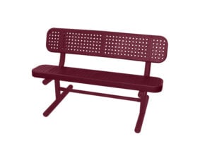 4' Free Standing Champion Park Bench with Backrest | Perforated Steel