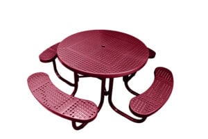 4' Round Picnic Table | Free Standing | Perforated Metal Design