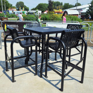 square bar height table and matching chairs