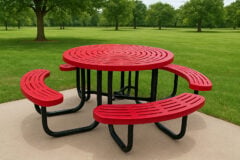 4' round picnic table with laser style seat and tabletop design