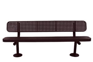 6’  Bench with Backrest | Surface Mount | Perforated Metal Design | 10" Seat Depth