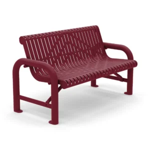 4' Free Standing Grand Contour Park Bench with Backrest | Laser Cut Steel