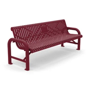 6' Free Standing Grand Contour Memorial Park Bench with Backrest | Laser Cut Steel
