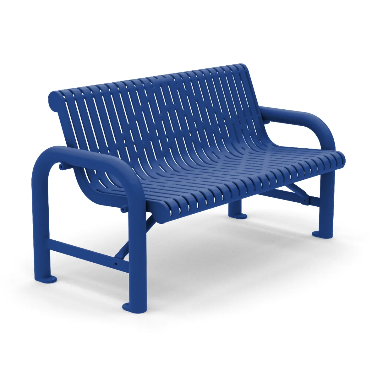 4' Free Standing Grand Contour Park Bench with Backrest | Laser Cut Steel
