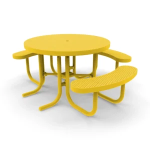 4' Round Free Standing Picnic Table with 3 Seats | Expanded Metal