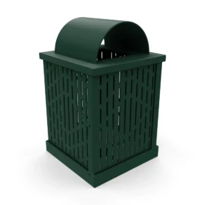 32 Gallon Square Trash Receptacle with Arch Lid