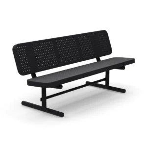 6′ Free Standing Supreme Park Bench with Backrest | Perforated Steel — black