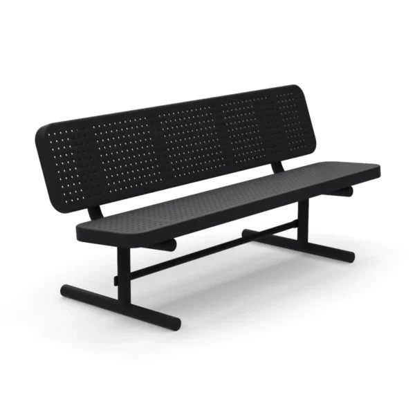 6′ Free Standing Supreme Park Bench with Backrest | Perforated Steel — black