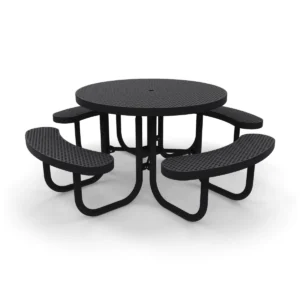 4′ Round Free Standing Picnic Table | Expanded Metal — black