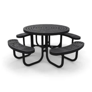 4′ Round Free Standing Picnic Table | Laser Cut Steel — black