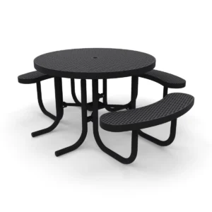 4′ Round Free Standing Picnic Table with 3 Seats | Expanded Metal — black