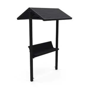 6′ In Ground Shaded Park Bench with Backrest | Expanded Metal — black