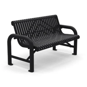 4′ Free Standing Grand Contour Park Bench with Backrest | Laser Cut Steel — black