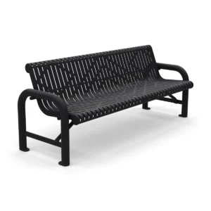 6′ Free Standing Grand Contour Park Bench with Backrest | Laser Cut Steel — black