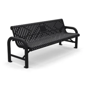 6′ Free Standing Grand Contour Memorial Park Bench with Backrest | Laser Cut Steel — black