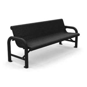 6′ Free Standing Grand Contour Park Bench with Backrest | Expanded Metal — black