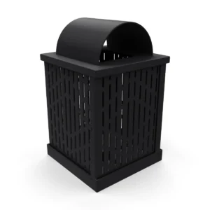 32 Gallon Square Trash Receptacle with Arch Lid — black