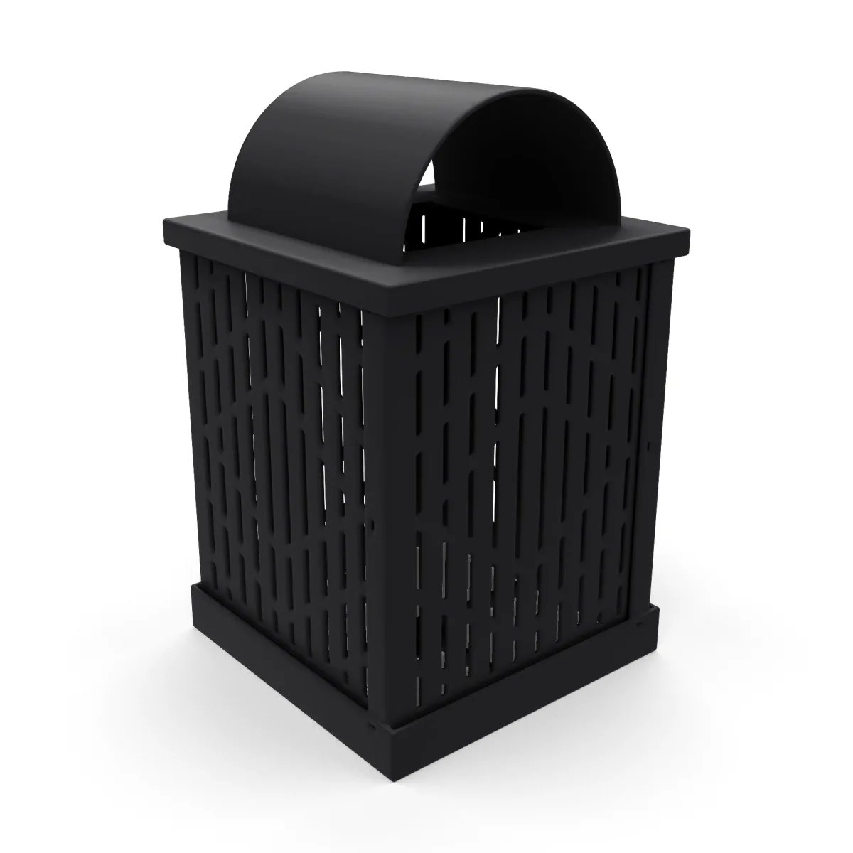 32 Gallon Square Trash Receptacle with Arch Lid
