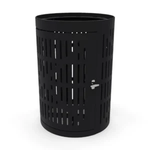 32 Gallon Side-Opening Trash Receptacle with Liner — black