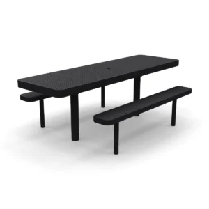 8′ ADA In Ground Multi Pedestal Picnic Table | Perforated Steel — black (at grade)