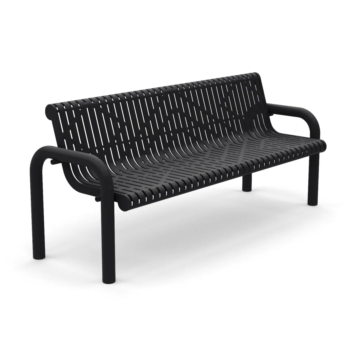6' In Ground Grand Contour Park Bench with Backrest | Laser Cut Steel