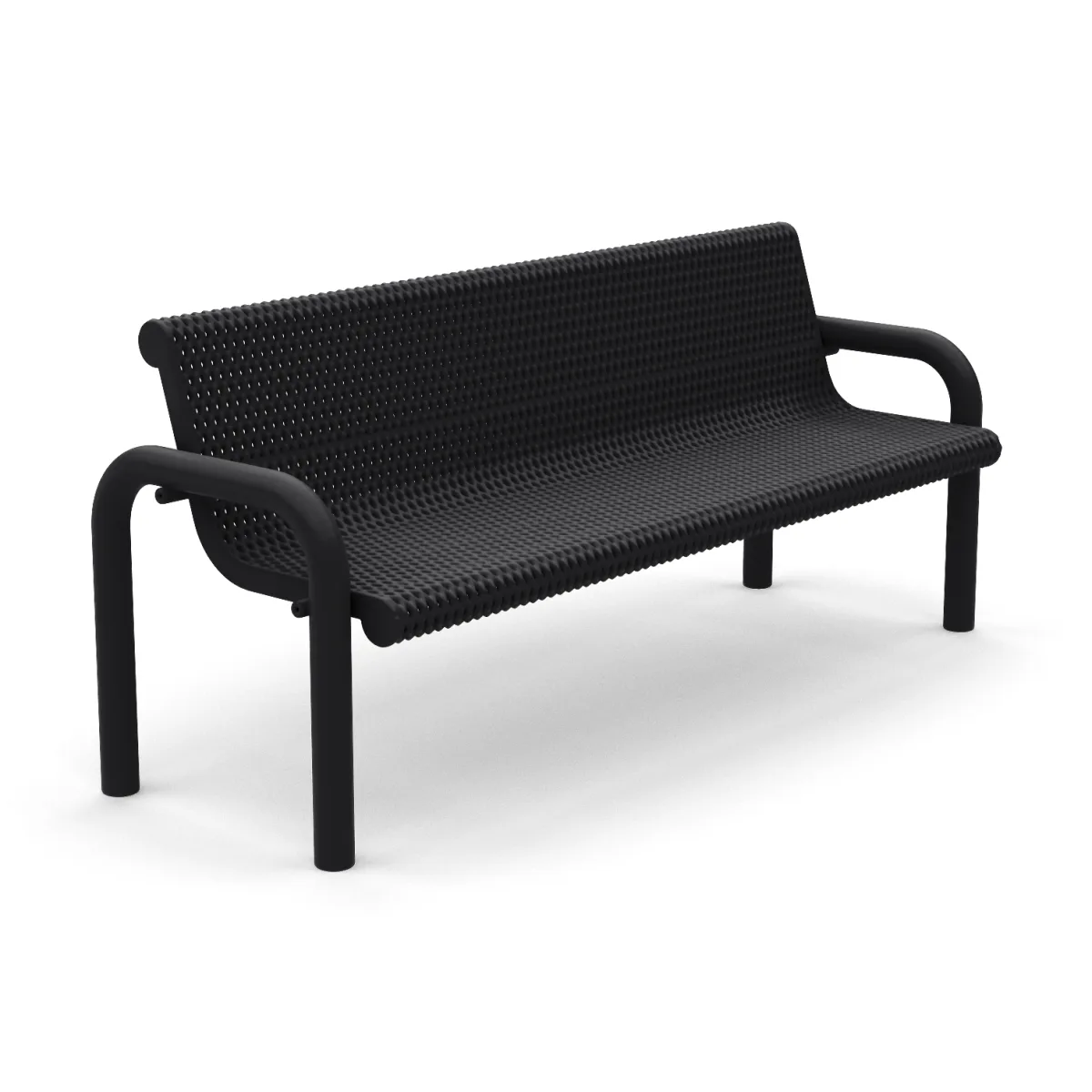 6' In Ground Grand Contour Park Bench with Backrest | Expanded Metal
