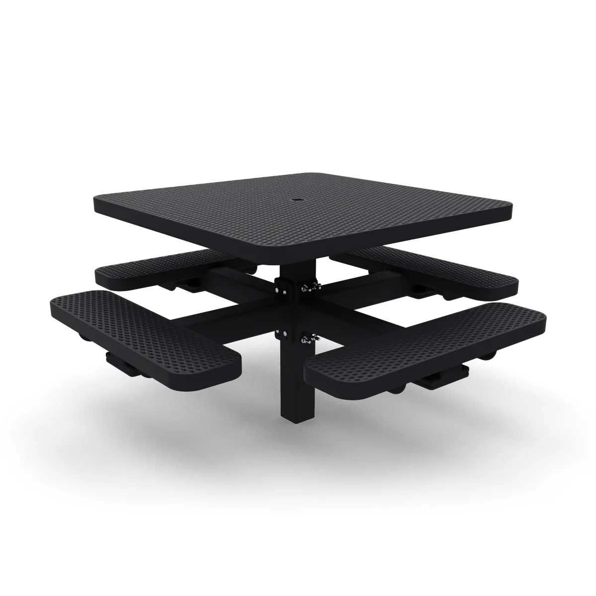 4' Square In Ground Single Pedestal Picnic Table | Expanded Metal