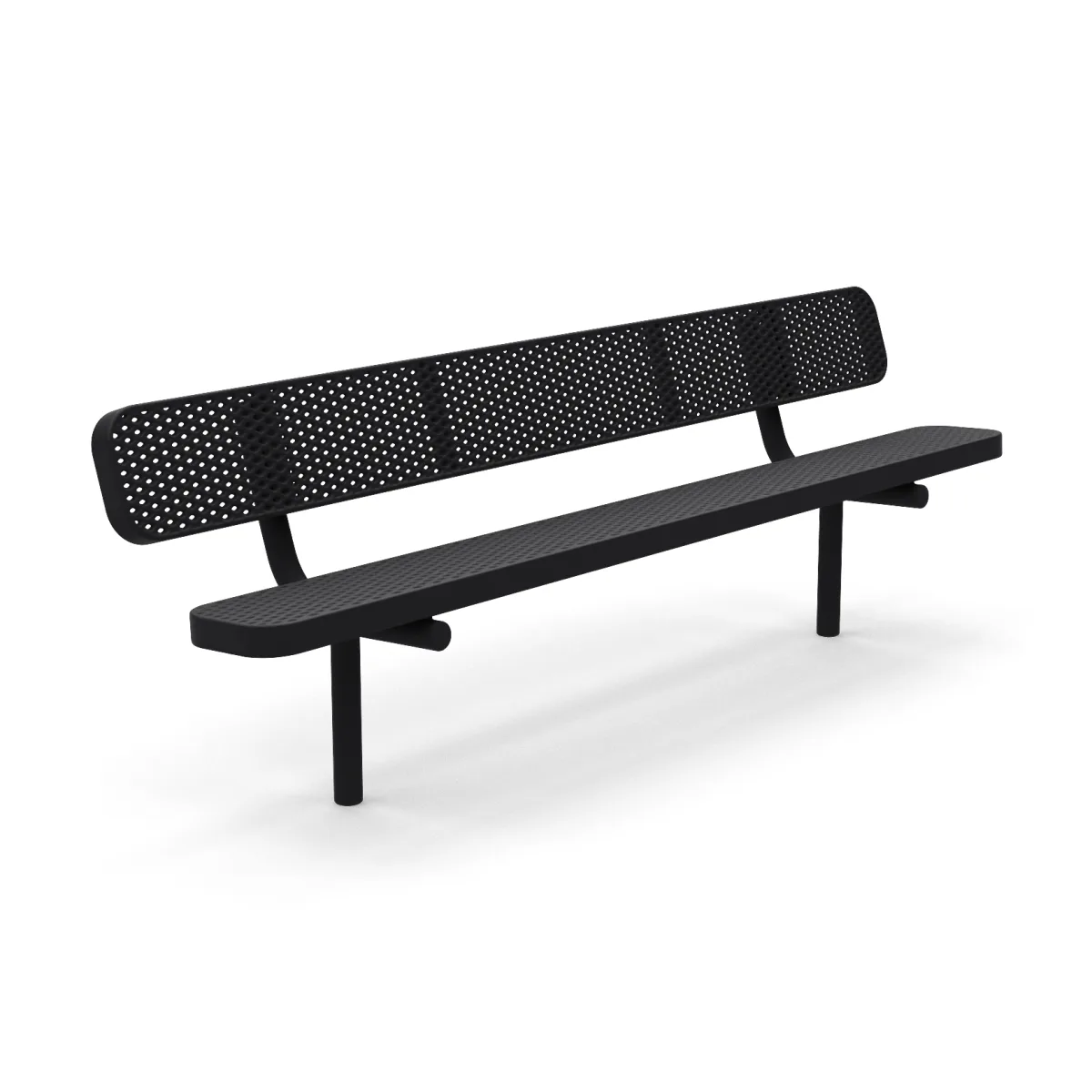 8' In Ground Champion Park Bench with Backrest | Expanded Metal