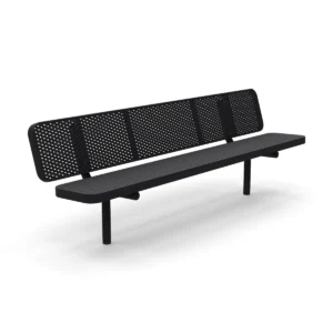 8′ In Ground Supreme Park Bench with Backrest | Expanded Metal — black (at grade)