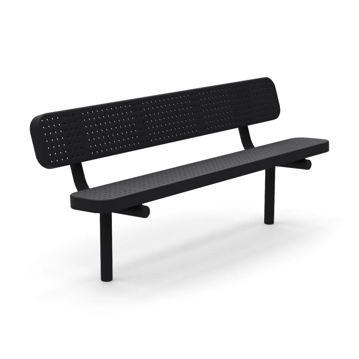 6' In Ground Champion Park Bench with Backrest | Perforated Steel
