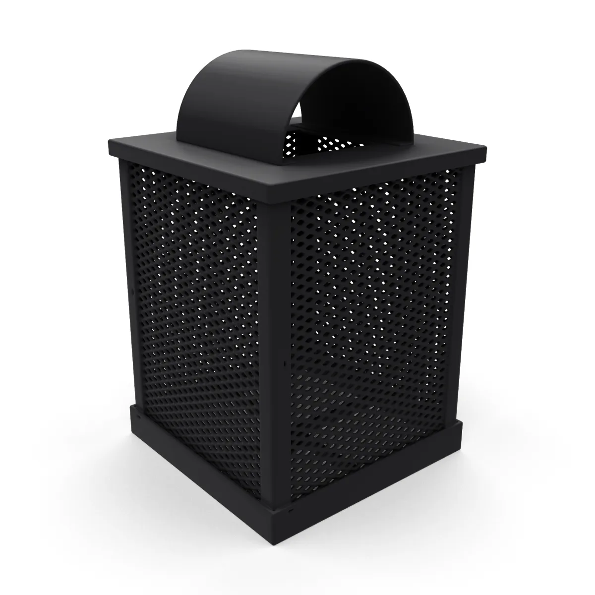 55 Gallon Square Trash Receptacle with Arch Lid