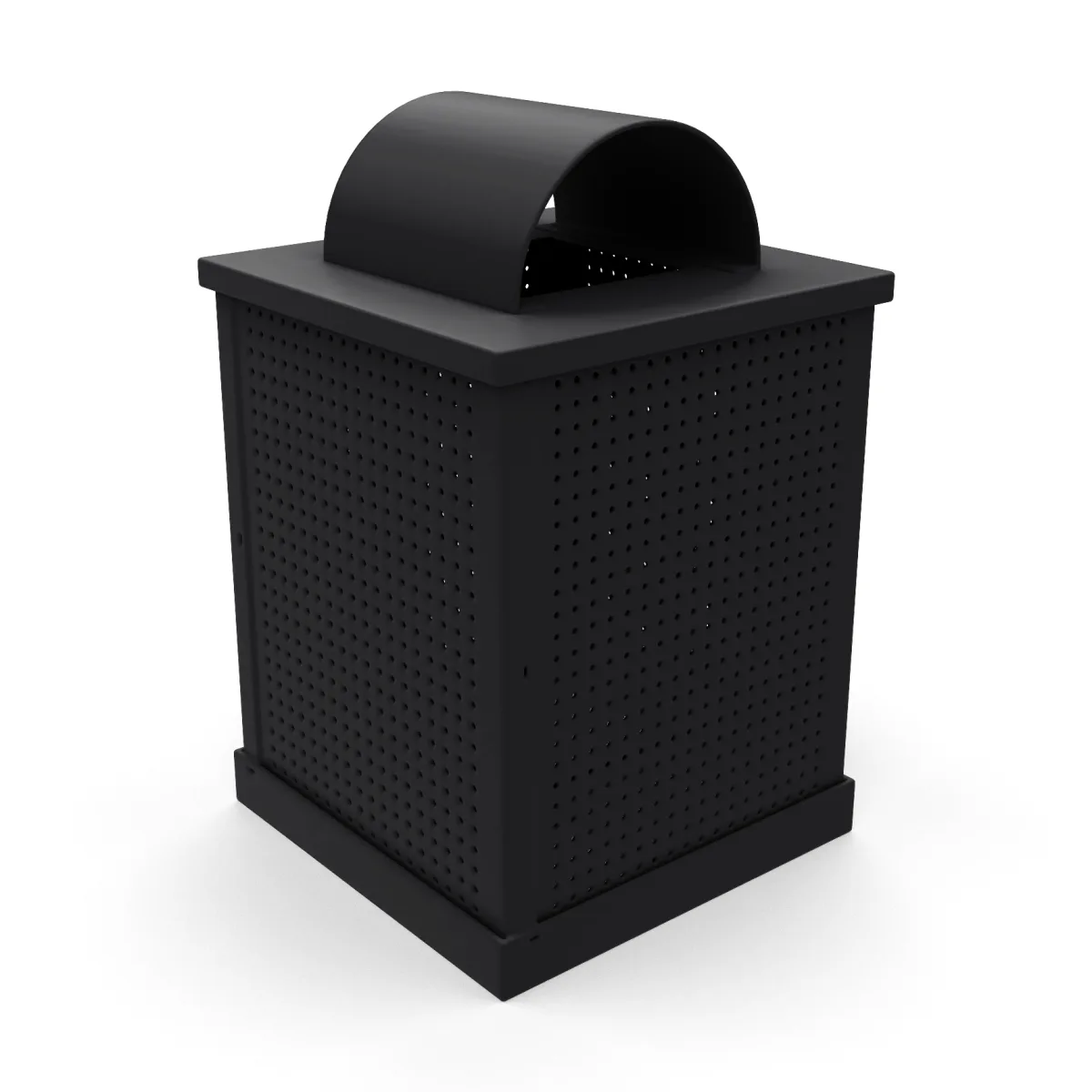 55 Gallon Square Trash Receptacle with Arch Lid