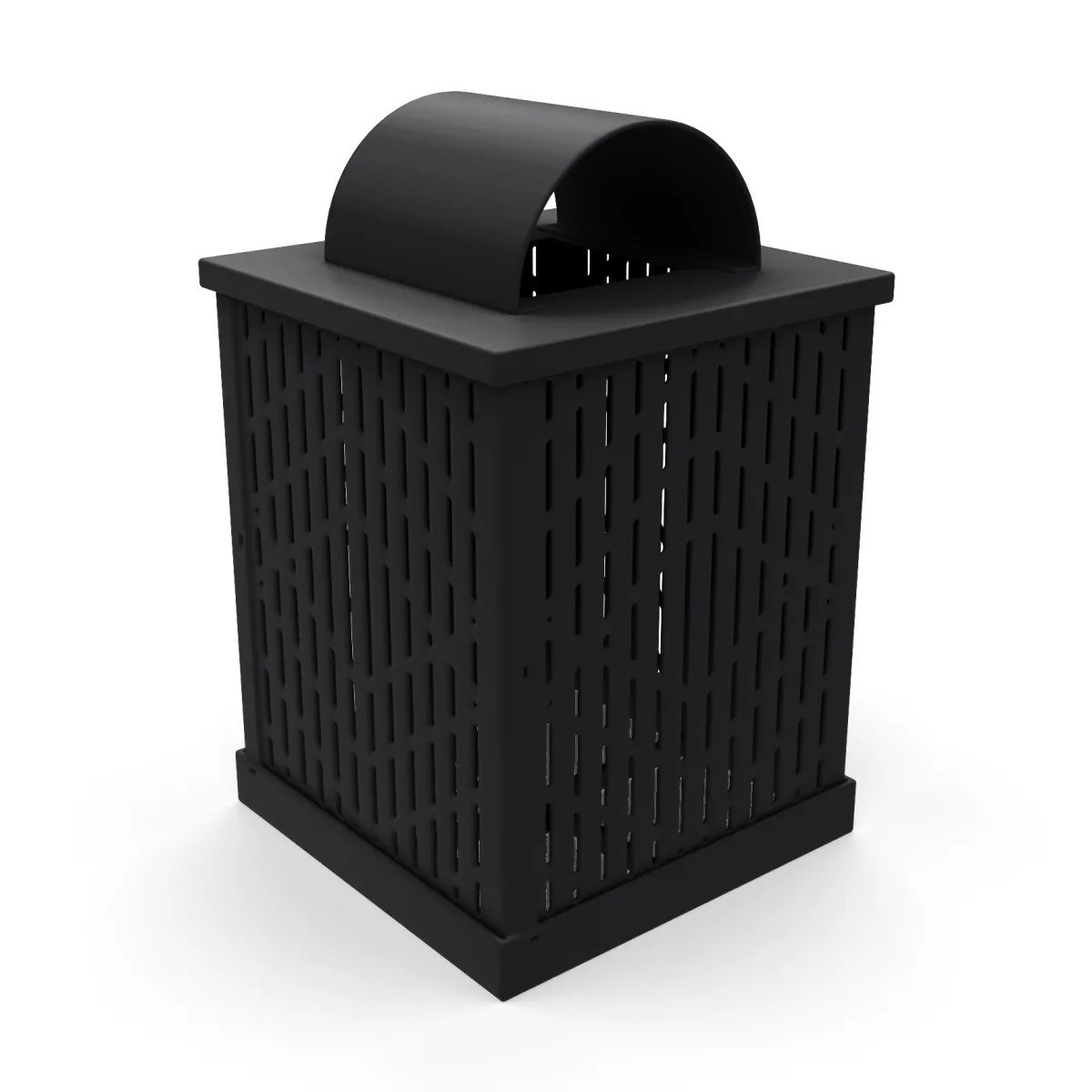 55 Gallon Square Trash Receptacle with Arch Lid