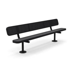 8′ Surface Mount Champion Park Bench with Backrest | Perforated Steel — black
