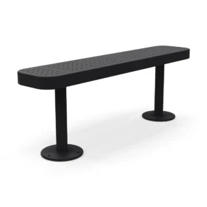 4′ Surface Mount Champion Park Bench | Perforated Steel — black