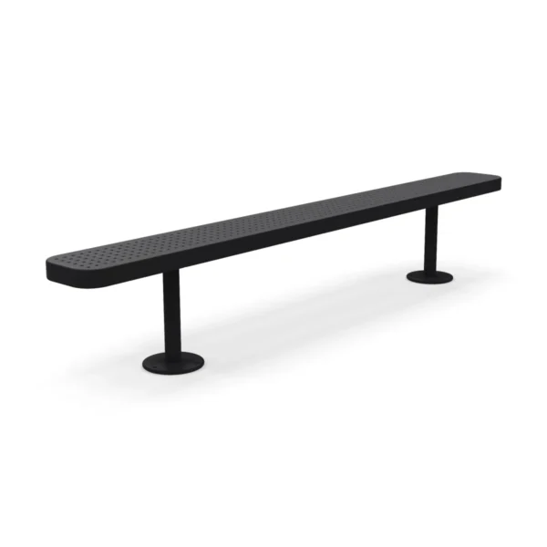8′ Surface Mount Champion Park Bench | Perforated Steel — black