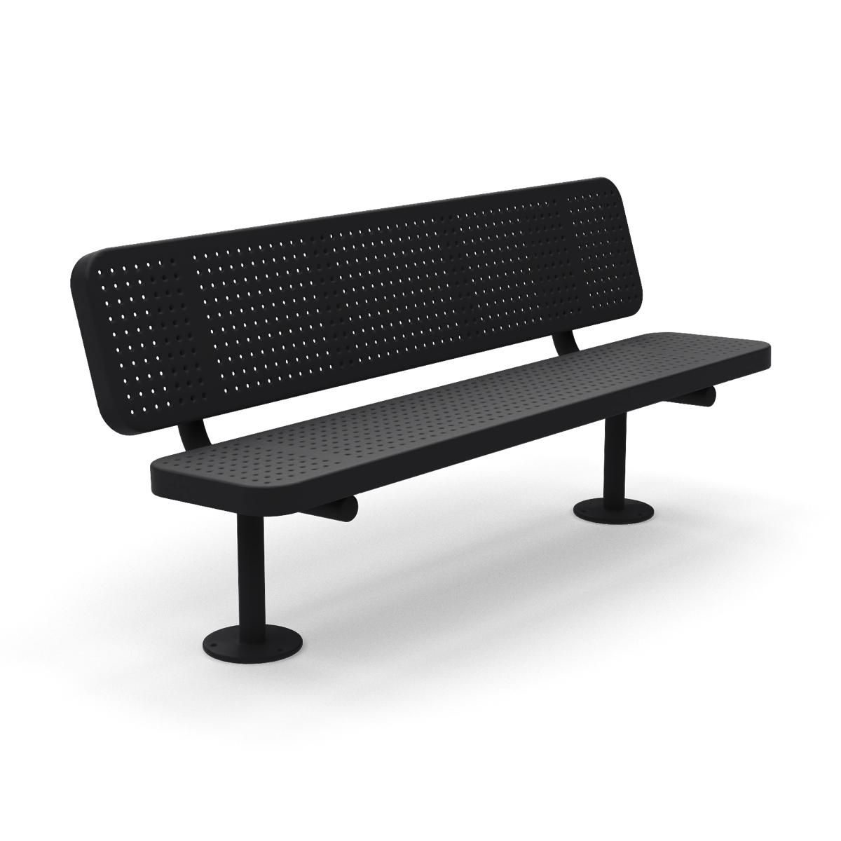 6' Surface Mount Supreme Park Bench with Backrest | Perforated Steel